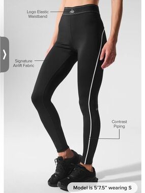 ALO Yoga Black Leggings with White Piping
